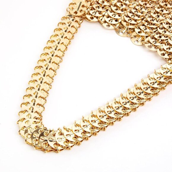 Gold Hollow Out Metal Disc Handbag Metallic Purse Evening Bag for Wedding Party - Picture 4 of 5